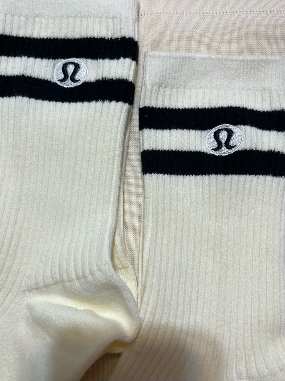 NWOT Lululemon Crew Socks with Black Stripe - 4 Pack